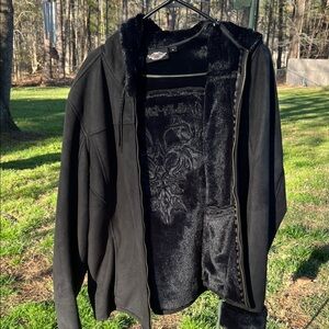 Harley-Davidson Black Plush-Lined Teddy Zip Hoodie